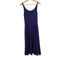 Quince Tencel Jersey Fit & Flare Dress Navy Basic Sleeved S