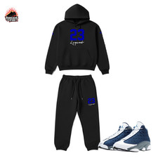Black Blue Sweatsuit To Match Air Jordan 13 Flint Men's 23 Legend Hoodie Joggers