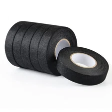Lichamp 6-Pack Fleece Cloth Electrical Tape Automotive, 3/4 in x 66ft x Black 