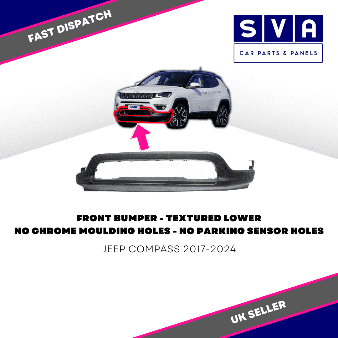 Jeep Compass 2017-2024 Front Bumper Textured Lower No Chrome Insurance Approved