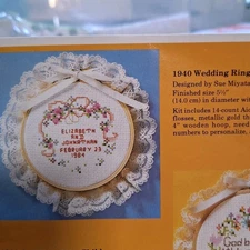 Vintage Cross Stitch Kit Creative Circle Wedding Ring #1940 COMPLETE OPEN