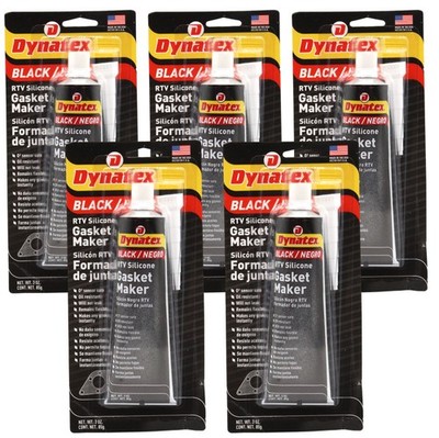 Dynatex Black RTV Gasket Maker 3 oz Tube - Sensor Safe, 500°F (5-Pack)