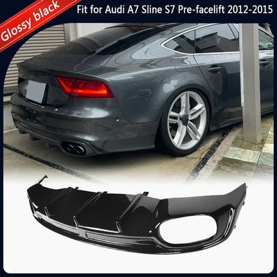 For Audi A7 Sline S7 12-15 Gloss Black Rear Bumper Lip Diffuser Body Kit Spoiler