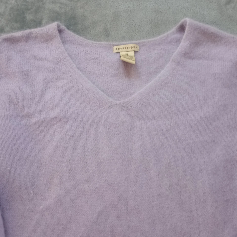 Suéter Apostrophe Mujer XL Rosa Angora Cabello de Conejo Cuello en V De Colección Suave Foto 2 de 4