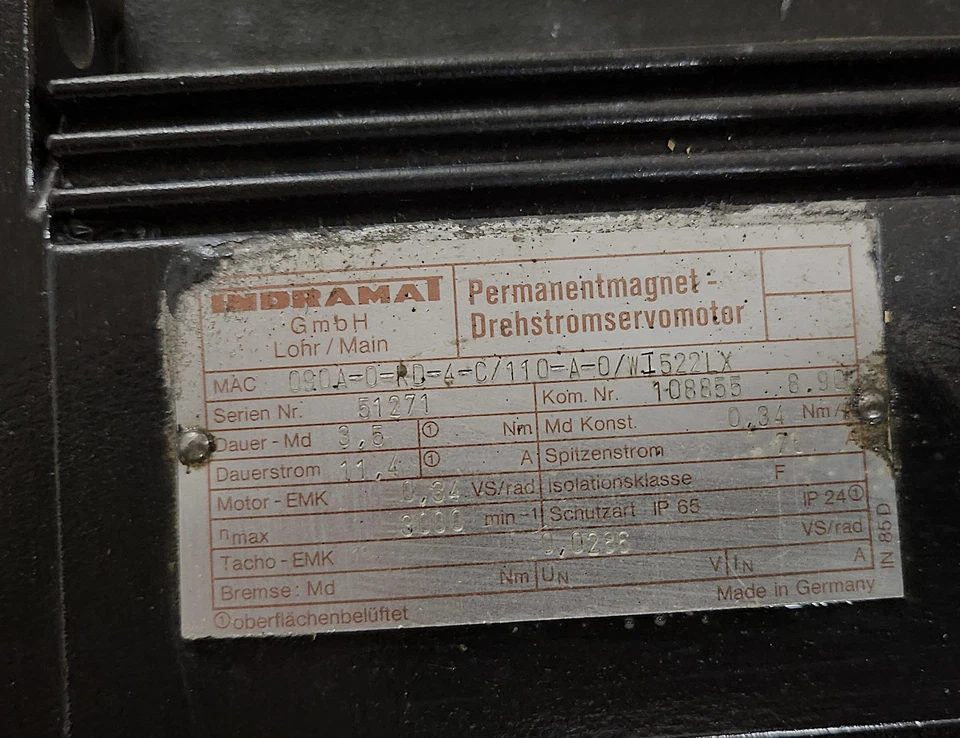 Indramat MAC090A-0-RD-4-C/110-A-0/WI522LX Servomotor – gebraucht/used - Image 2 of 4