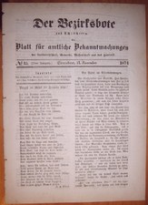 Schl&uuml;chtern 14.11.1874 Zeitung