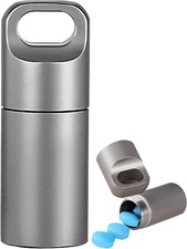 Small Keychain Pill Holder,304 Stainless Steel Portable Pill Case Organizer for