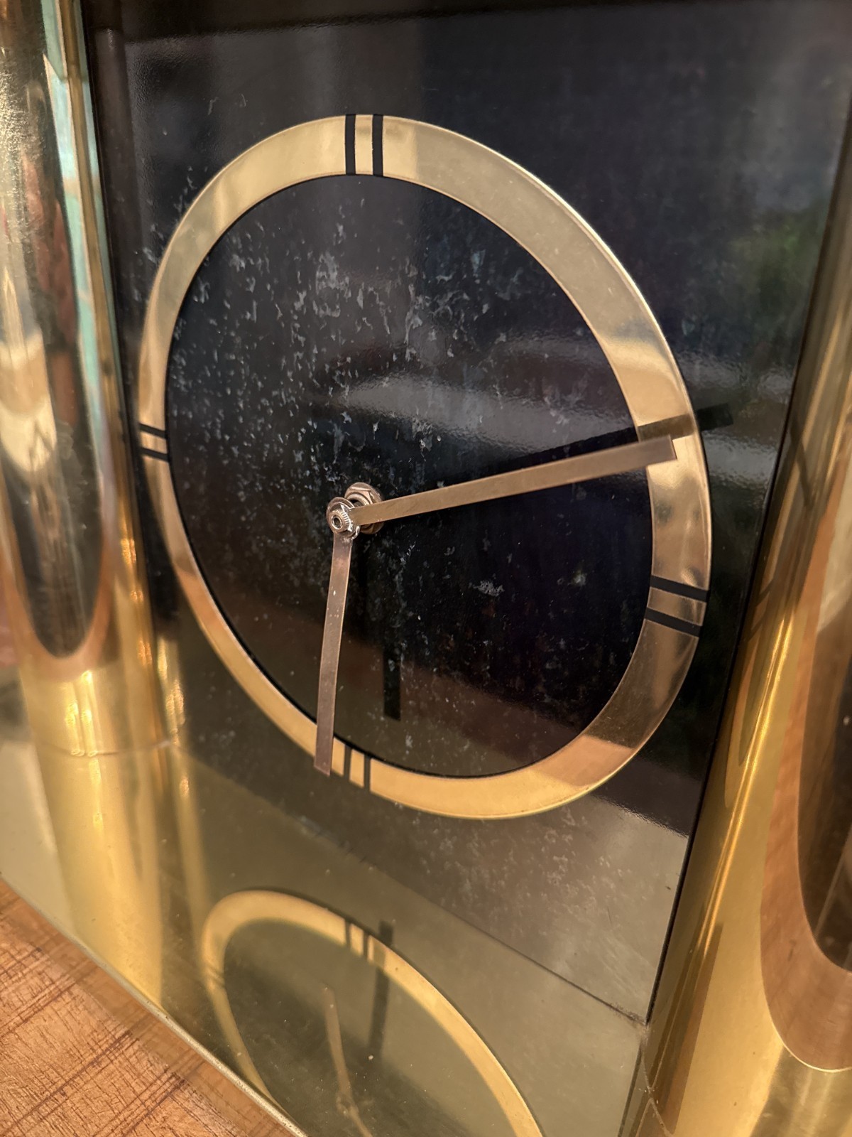 MCM Brass Mantel Clock/Signed Curtis Jere/1970's