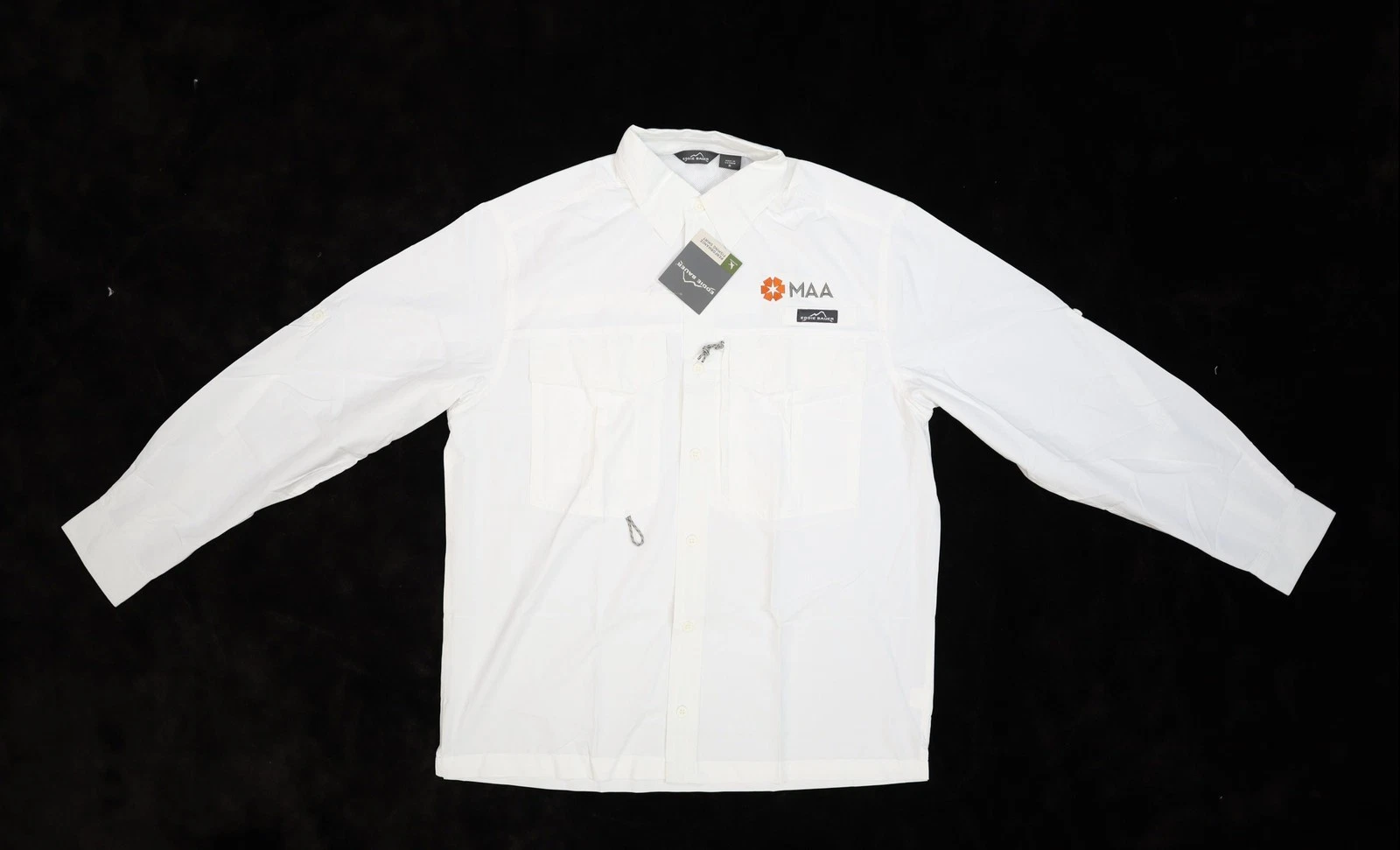 Eddie Bauer Performance Fishing Shirt Mens Medium White Long Sleeve Outdoor UPF