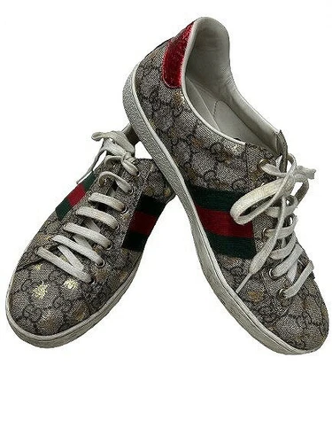 Baskets GUCCI neuves Ace GG Supreme 548950 taille 7,5 cuir gris broderie abeille