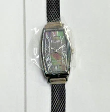 ECCLISSI RECTANGULAR  MOTHER-OF-PEARL MESH WATCH STERLING SILVER
