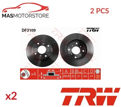 BREMSSCHEIBEN SATZ PAAR VORNE TRW DF3109 2PCS P FÜR HONDA ACCORD VI,PRELUDE IV