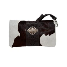American West Womens Grab and Go Pony Hair-On Leather Clutch Bag OS