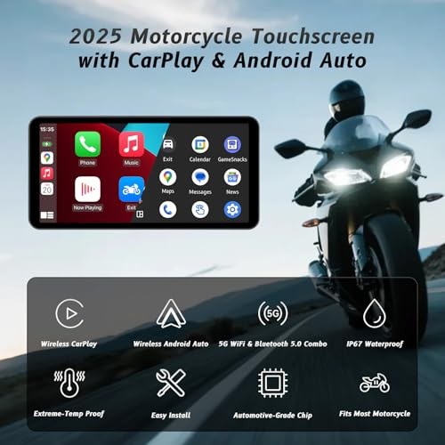 6-Inch Motorcycle Smart Display – Wireless CarPlay & Android Auto | Bluetooth 