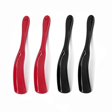 4 Pcs Plastic Shoe Pulls - Long Handle Travel Shoe Horns for Elderly, Pregn...