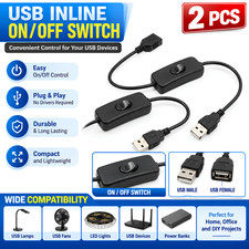 2PCS USB Cable with On Off Switch 30cm for Power and Data Transmission