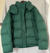 Lululemon Puffer Jacket Womens Size 12 Green Goose Down Hooded Winter Coat Short