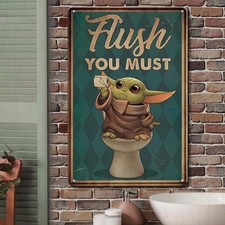 Funny Flush The Toilet Bathroom Tin Metal Signs Home D cor 8x12