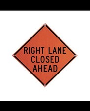 Cortina 36” Right Lane Closed Roll Up Vinyl Sign. Non Reflective. 07-800-3712-LV