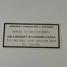 HB Aircraft Standard Parts Flint Michigan 1978 Sport Aviation Ad SAH5-S51