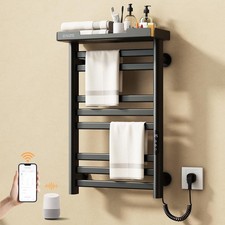 ENZE Smart Heated Towel Rack, 8-Bar Wall-Mounted Electric Towel Warmer with S...