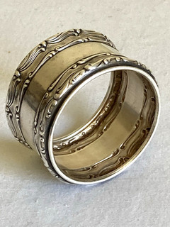 GORHAM Antico Anello Tovagliolo Art Nouveau Argento Sterling Primi Marchi "No Mono" 21g