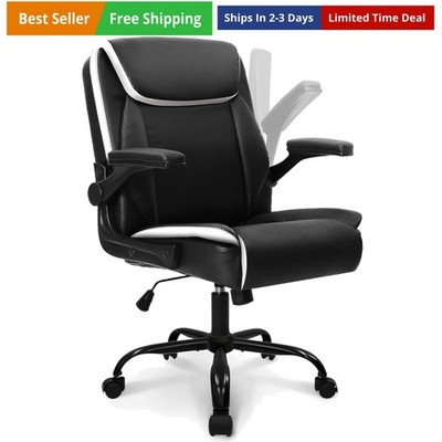 Desk Office Gaming Computer Chair Ergonomic Executive Mid-Back Leather with A...
