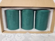 Mister Candle Green Unscented Pillar Candles Hand Poured 4" OB