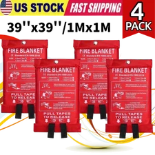Fire Blanket for Kitchen/Home, 39" x 39",Fiberglass Emergency Fire Blanket,4Pack