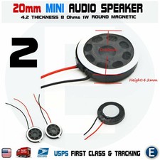 2pcs Speaker 20mm Dia 8 Ohm 1W 2-Wire Mini Micro Audio Magnetic for Arduino