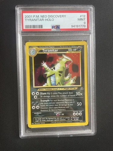 PSA 9 Tyranitar Holo Neo Discovery 12/75 - Mint