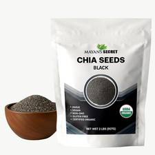 Organic Chia Seeds 2 lb Black Raw Non GMO Vegan Gluten Free Superfood