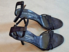 Via Spiga Strappy Black Leather Heels w/ Ankle Strap - Made in Italy - Size 8.5