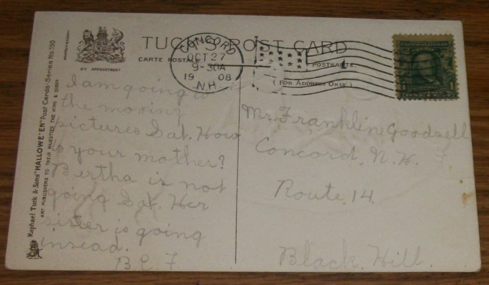 Tuck's Black Cat Halloween Postcard~Vegetable People Half Moon R8 - Image 2 of 2