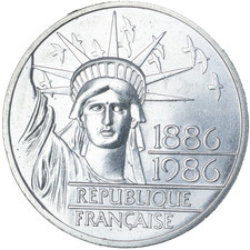 Piéfort argent-100 Francs Statue de la Liberté 1986 Pessac, France,