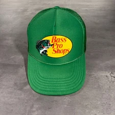 Bass Pro Shops Snapback Trucker Hat Green Fishing Cap Rope Adjustable One Size