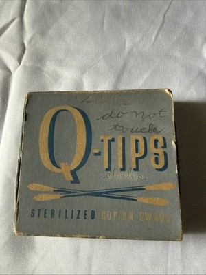 Vintage Q-Tips Sterilized Cotton Swabs, Box Only
