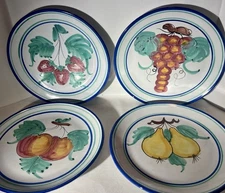 4 Vietri Hand Painted FruitsDinner Plates 10 in Made In Italy
