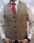 thumbnail 1  - Heritage Vintage Check Waistcoat Formal Tweed Tan Mens Vest Jacket 36R-52R