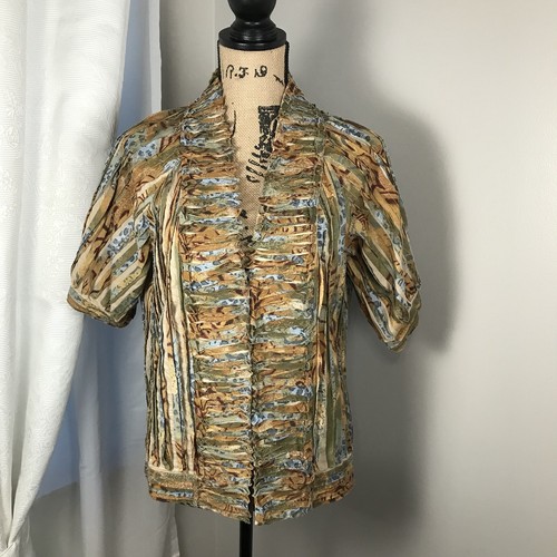 Chicos Womens Blazer Jacket Hook & Loop Closures Multi Color Sz 0