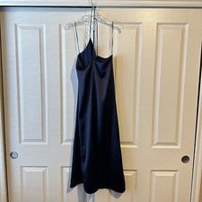 New Zara Jewel Strap Midnight Blue Flowy Maxi Slip Dress Small 0387/197