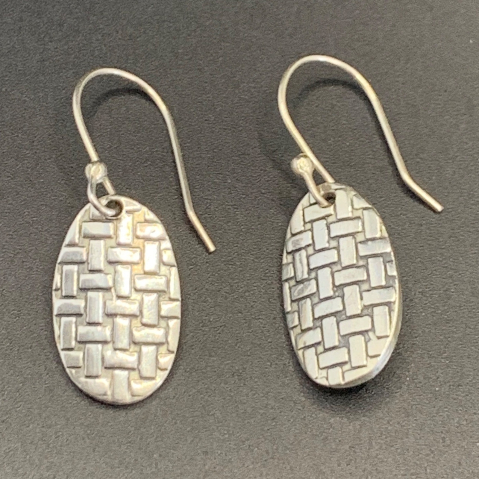 VTG Solid Sterling Silver 925 Oval Dangle Earring… - image 1