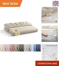 King Size Ivory Cotton Fitted Sheet with Deep 16 Inch Pocket - Hotel Quality
