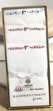 vtg 3 Handkerchiefs White Towncraft embroidery initial F MCM SUIT DRESS NIB