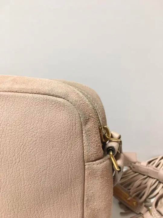 Borsa a tracolla SAINT LAURENT Lou fotocamera pelle beige rosa chiaro nappa GIAPPONE