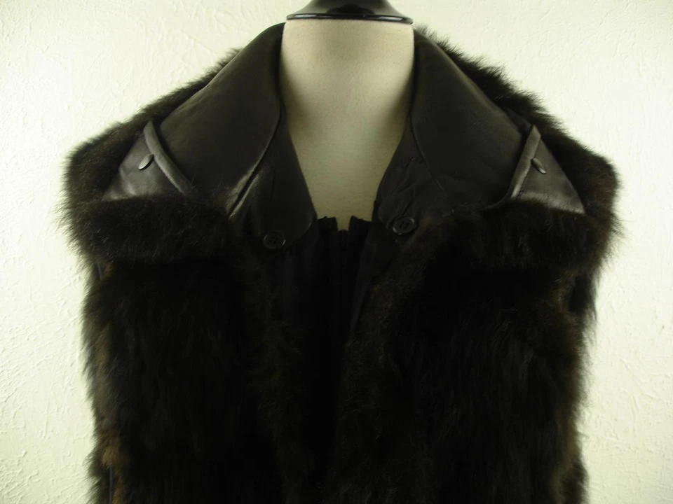 Chaleco Andrew Marc Additions Cuero Extraíble Nueva Zelanda Piel de Zarigüeya Marrón Talla L Foto 2 de 4