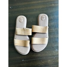 Sanuk Yoga Gora Gora Slide Flat Sandals Women's 6 Beige Flip Flops