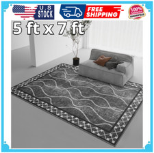 Rugs Modern Bordered Alfombras, 5x7 Large Washable Area Rugs for Living Room,...
