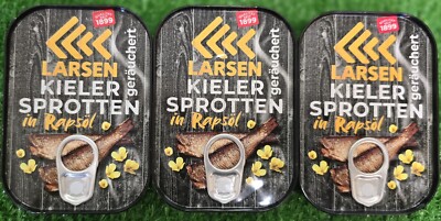 30 /kg) 3x Larsen KIELER SPROTTEN in eigenem Saft Pflanzenöl Fischdose Versand0 