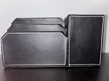 Pens/Pencil And Sticky Note Faux Leather Desk Organizer